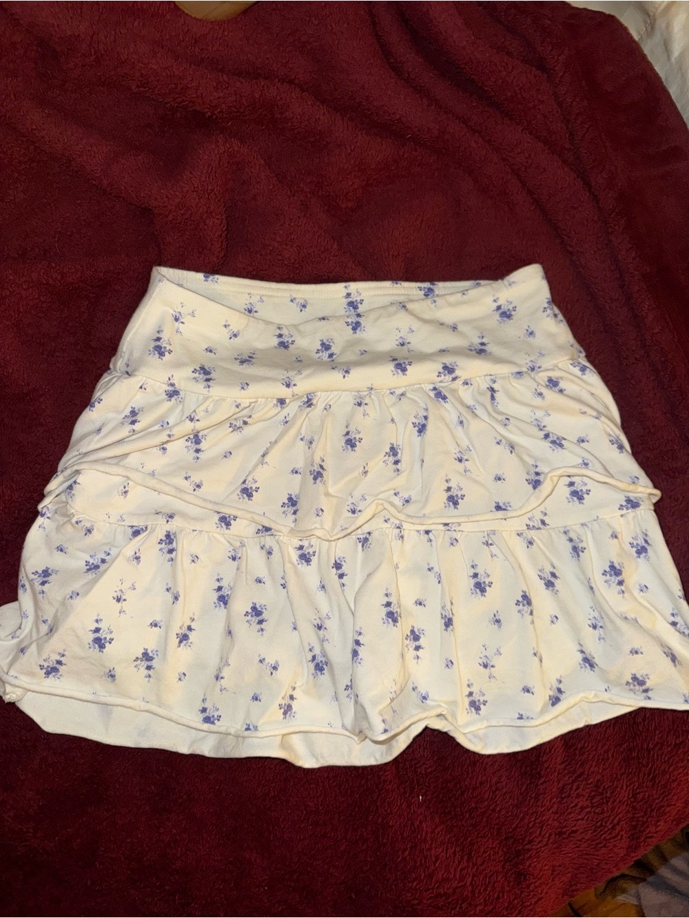 wild fable Cream Mini Skirt with Blue Floral Print